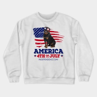 Rottweiler Flag USA - America 4th Of July Independence Day Crewneck Sweatshirt